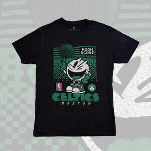 Pacman Boston Celtics Shirt  Junk Food Cotton Video Game Pixel